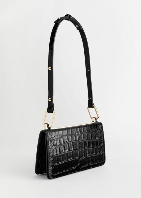 Duo Buckle Croc Shoulder Bag