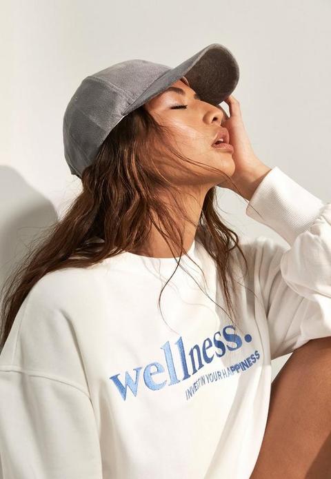 White Invest In Your Happiness Oversized Sweatshirt, White