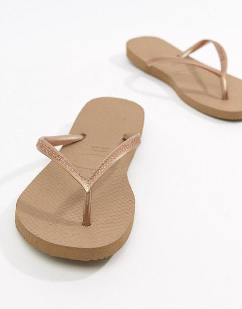 Havaianas Slim Flip Flops In Ballet Rose-gold