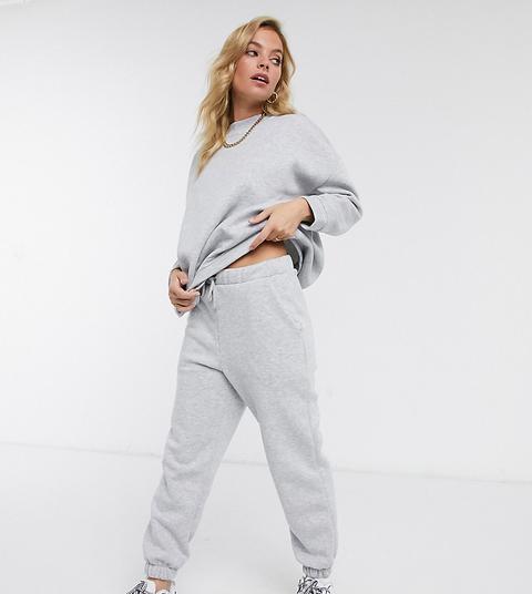 Asos Design Petite Tracksuit Oversized Sweat / Oversized Jogger In Grey Marl