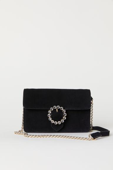 H & M - Bolso Bandolera De Ante - Negro