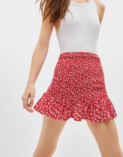 Printed Skirt With Ruffles