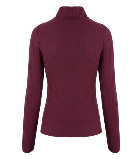 Burgundy Ribbed Roll Neck Top New Look