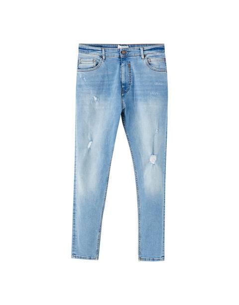 Jeans Carrot Azul Rotos