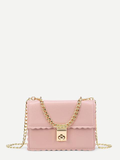 Scalloped Trim Chain Bag