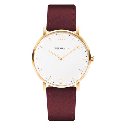 Reloj Sailor Line White Sand Ip Oro Alcantara Dark Berry