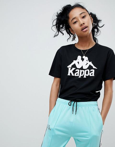 Kappa - T-shirt Comoda Con Logo Grande Sul Davanti - Nero