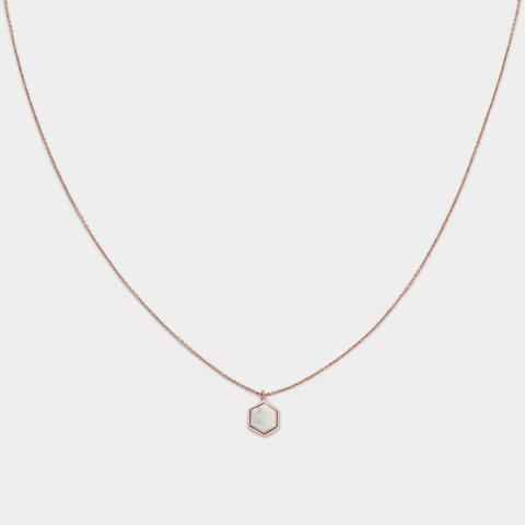 Idylle Rose Gold Marble Hexagon Pendant Necklace