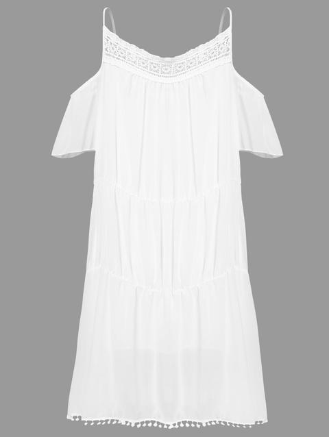 Bianco Con Pizzo Fuori Dal Vestito Spalla