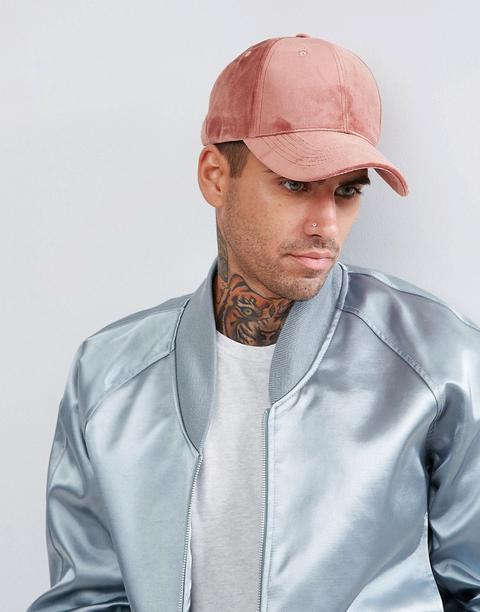 Asos - Cappellino Rosa In Velour - Rosa