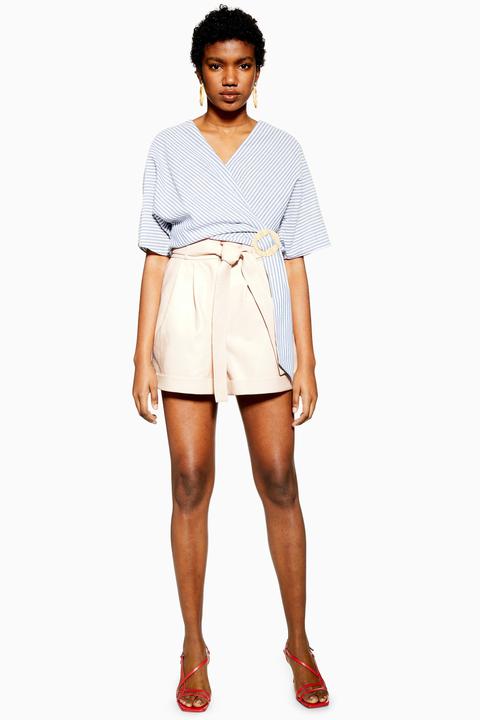 Womens Ecru Faux Leather Oversized Shorts - Ivory, Ivory