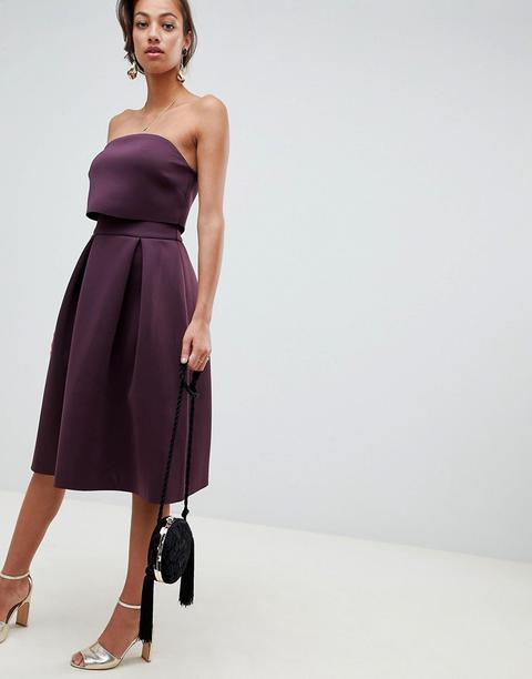 bandeau crop top prom midi dress