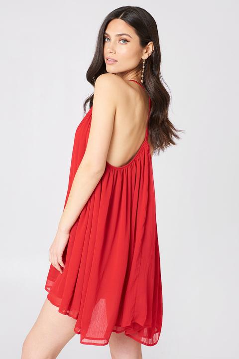 Thin Strap Chiffon Dress Red