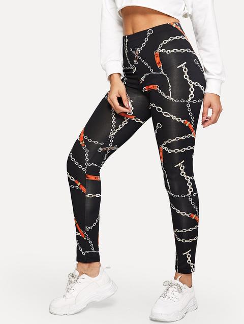Leggings Ajustados Con Estampado De Cadena