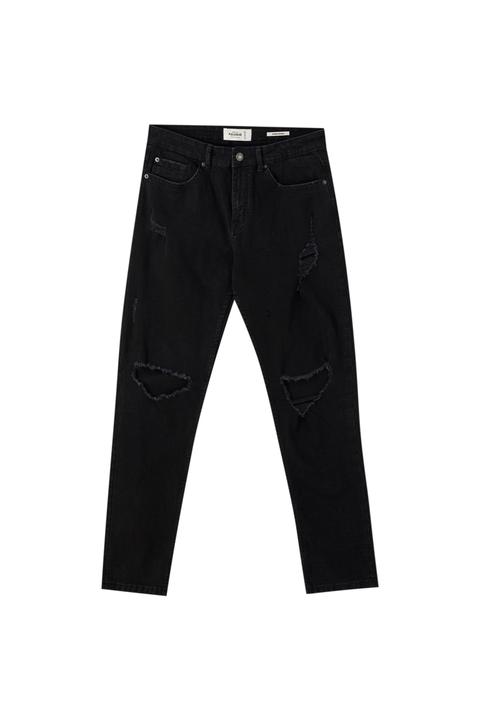 Jeans Superskinny Negros Rotos
