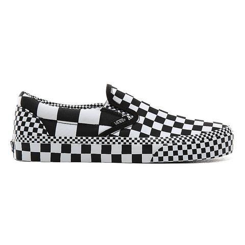 all white checkerboard slip on vans