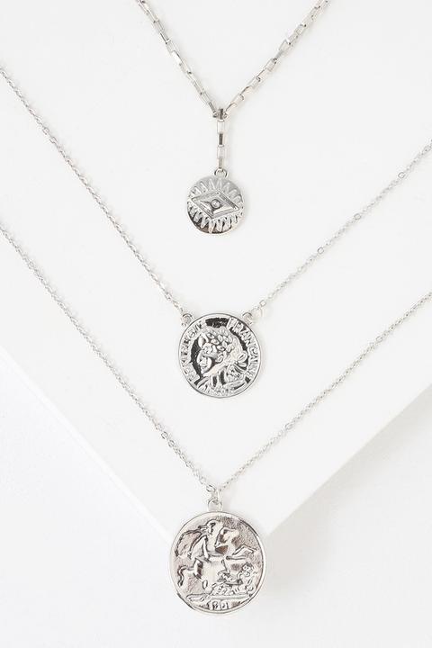 Magda Silver Layered Medallion Necklace