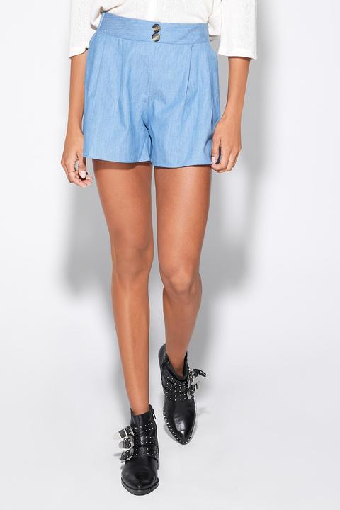 Shorts In Tela Effetto Denim