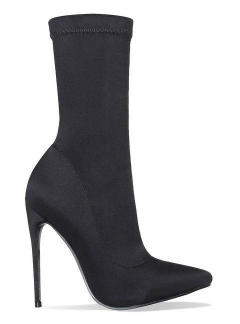 Jadah Black Lycra Pointed Toe Ankle Boots