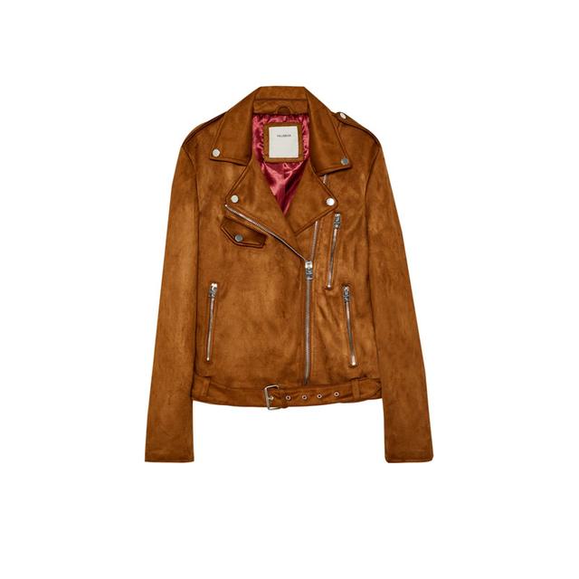 pull and bear faux suede biker jacket