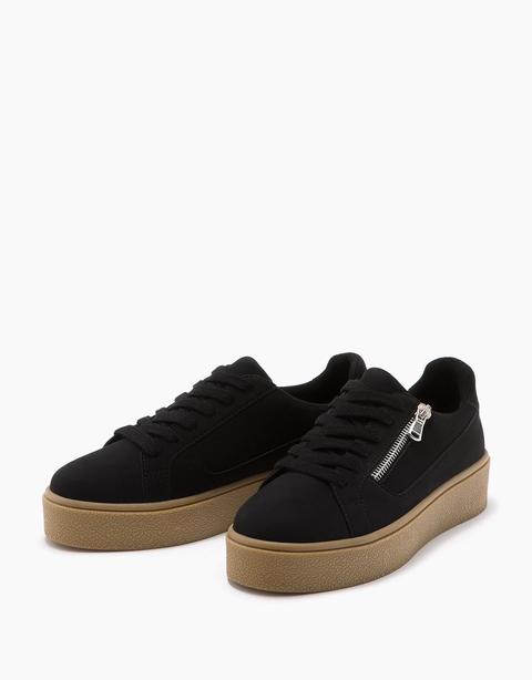 Zapatilla Plataforma Caramelo Y Detalle Cremallera