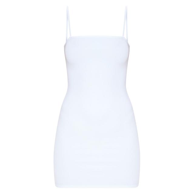 white straight neck bodycon dress