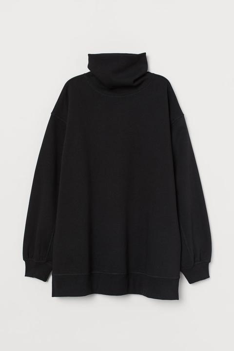 Jersey Oversize De Cuello Alto - Negro