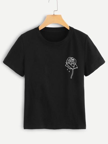 Per Tutti I Giorni Fiorito Nero T-shirts