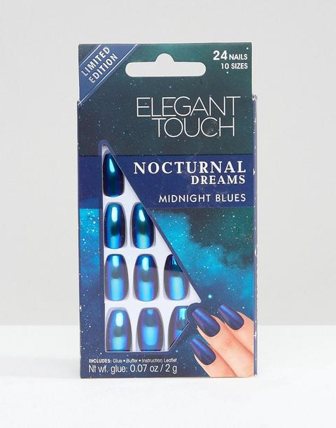 Elegant Touch Nocturnal Dreams Coffin Holographic False Nails - Midnight Blues