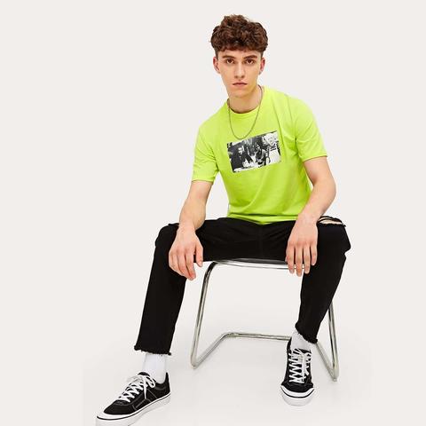 Men Figure Graphic Neon Lime Tee