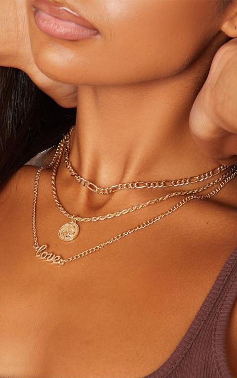 Gold Love Coin Layered Necklace