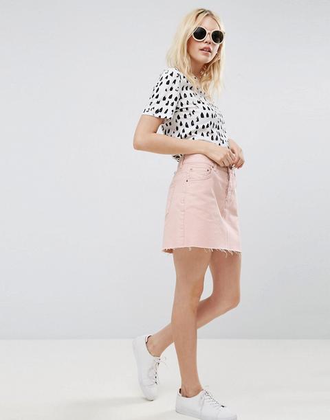 Asos - Gonna Di Jeans A Vita Bassa Rosa Slavato - Rosa