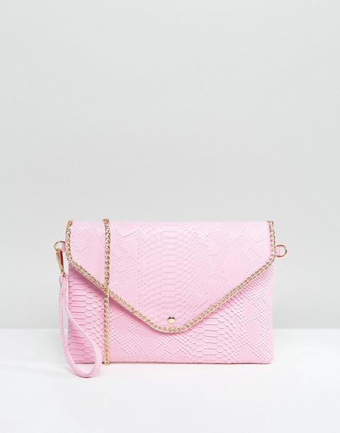 Yoki - Pochette Effetto Coccodrillo Con Tracolla Rimovibile - Rosa