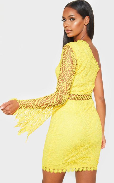 yellow lace bodycon dress