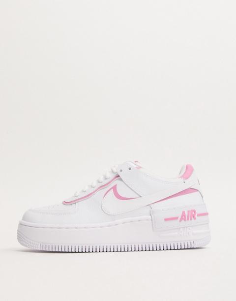 Zapatillas En Blanco Y Rosa Air Force 1 Shadow De Nike