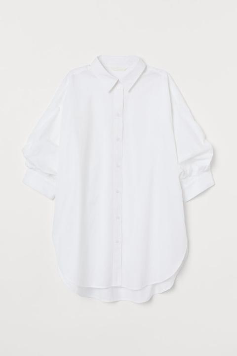 Camisa De Algodón Manga Corta - Blanco
