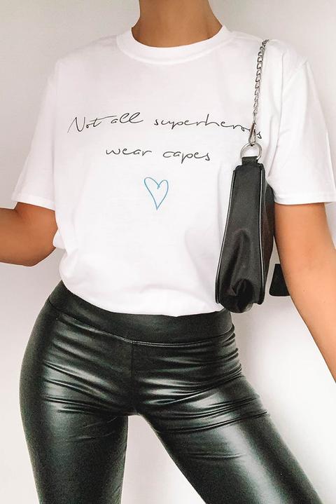 White Charity Not All Superheroes Wear Capes Oversized T Shirt , White