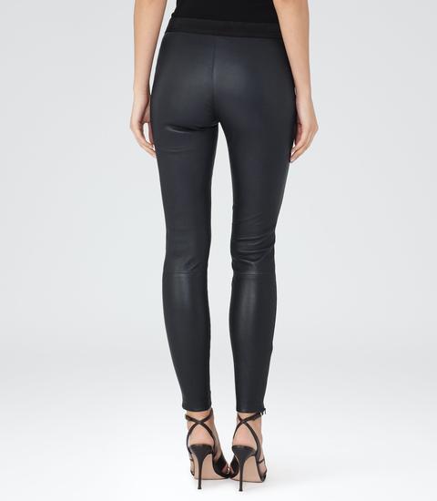 Reiss Carrie - Leather Leggings In Ink 