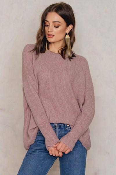 Na-kd Wide Knitted Melange Sweater - Pink