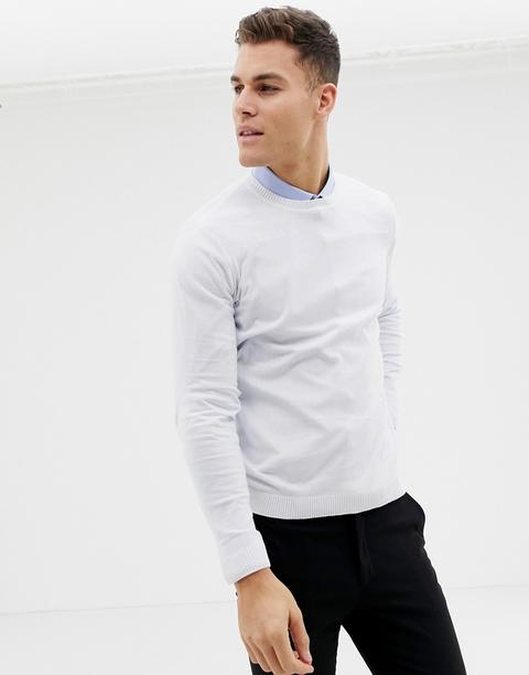 Asos Design Cotton Jumper In White