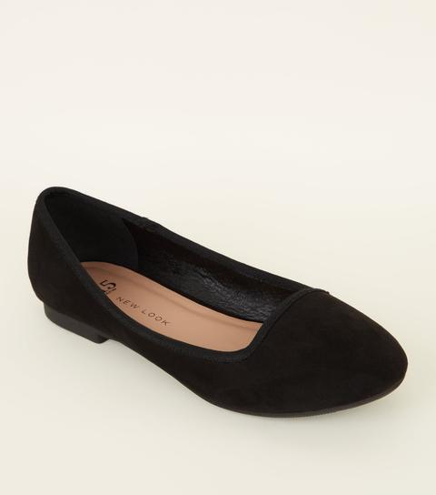 Girls Black Suedette Slip On Pumps New Look