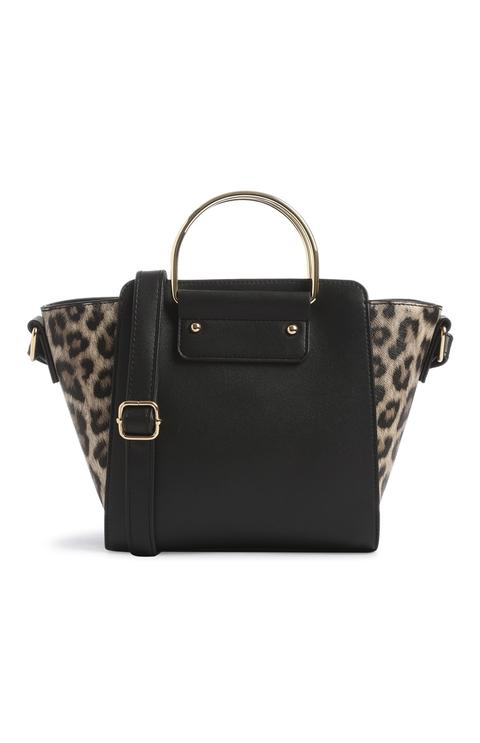 Bolso Cruzado Negro Laterales Leopardo