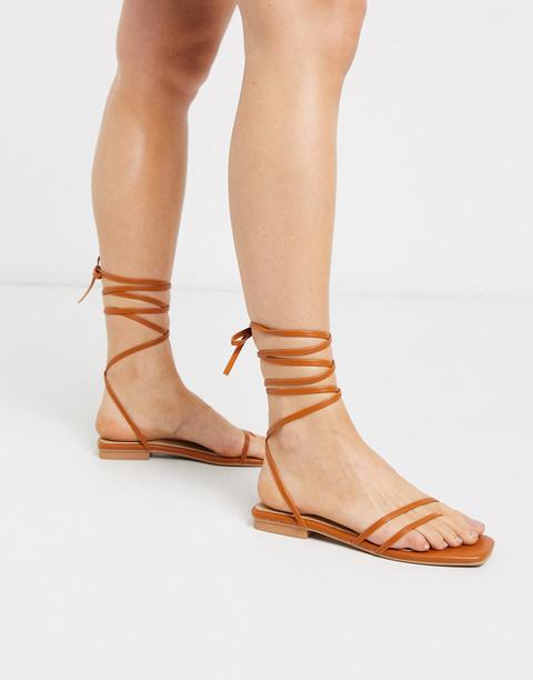 Raid Summer Ankle Tie Gladiator Sandal In Tan-brown