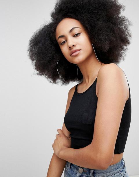 Pull&bear Ribbed Cropped Cami - Black