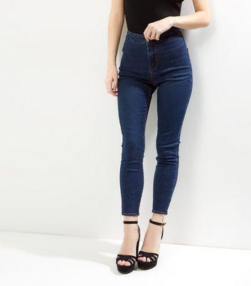 Petite Blue High Waisted Skinny Jeans