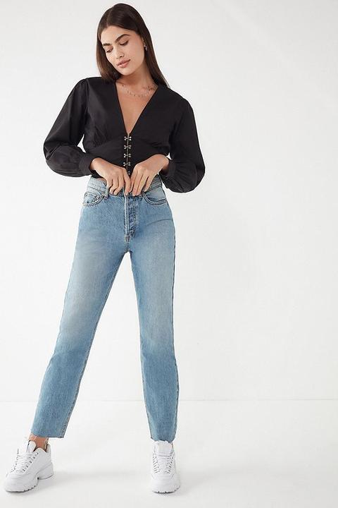 high rise slim straight jeans