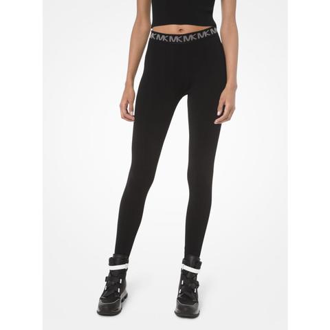 Mkleggings De Viscosa Elástica Con Ribete De Logotipos - Negro(negro) - Michael Kors