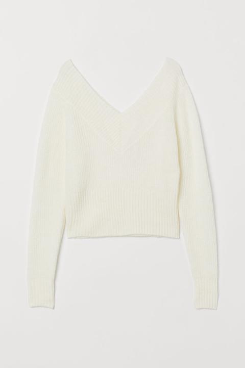 Off-the-shoulder Jumper - White