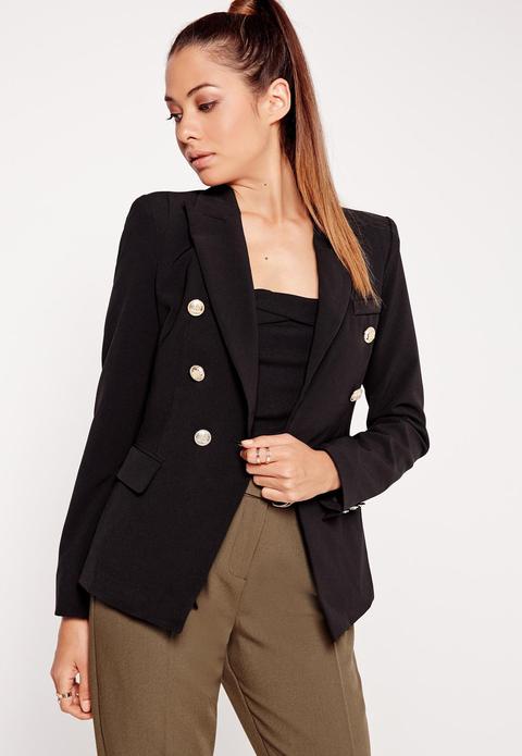 Military Style Blazer Black