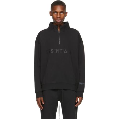 Essentials Black Half-zip Mock Neck Sweatshirt